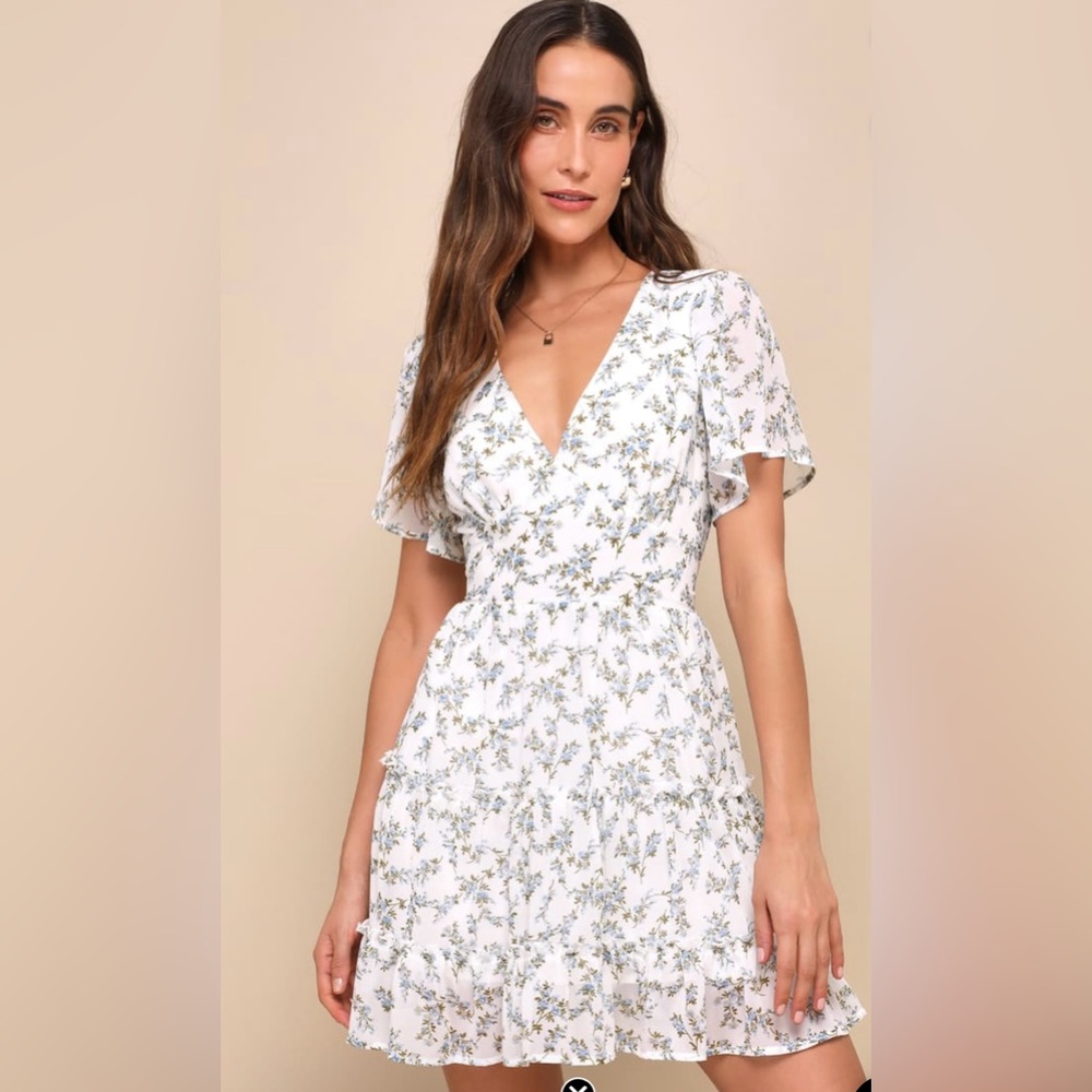 Lulu’s Floral White Dress